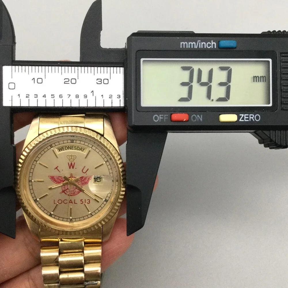 Jules Jurgensen TWU Local 513 Mens Watch 34mm Gold Tone Day Date New Battery